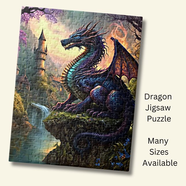 Aqua Purple Dragon near River  Jigsaw Puzzle (Creator Uploaded)
