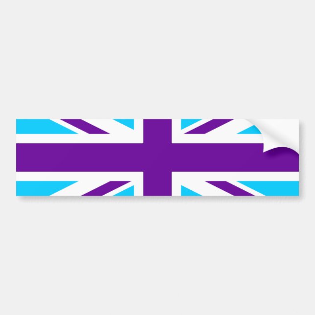 Aqua Purple Union Jack Bumper Sticker (Front)
