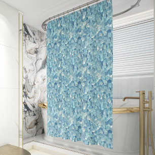 Aqua Quartz Crystal Pattern Shower Curtain