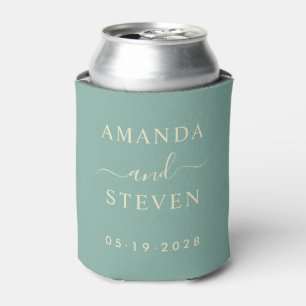 Aqua Reef Couple Names with Wedding Date Can Cooler