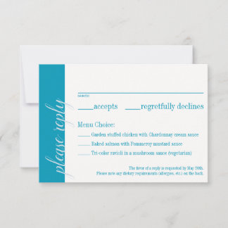 Aqua Response Card, Caroline Wedding Invitation