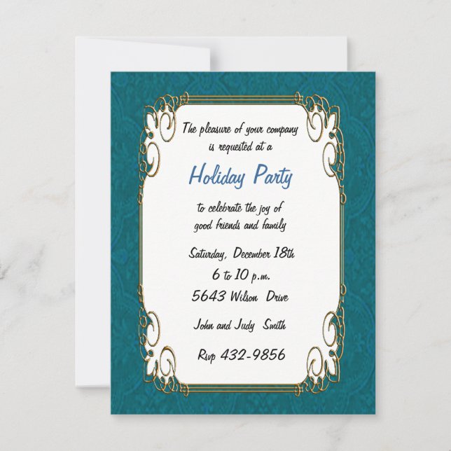 Aqua Retro Holiday Invitation (Front)