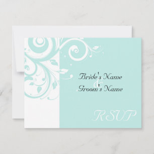 Aqua Reverse Swirl Wedding Matching RSVP