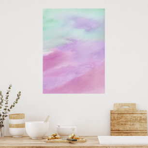 Aqua Rose Abstract Watercolor Acrylic Poster