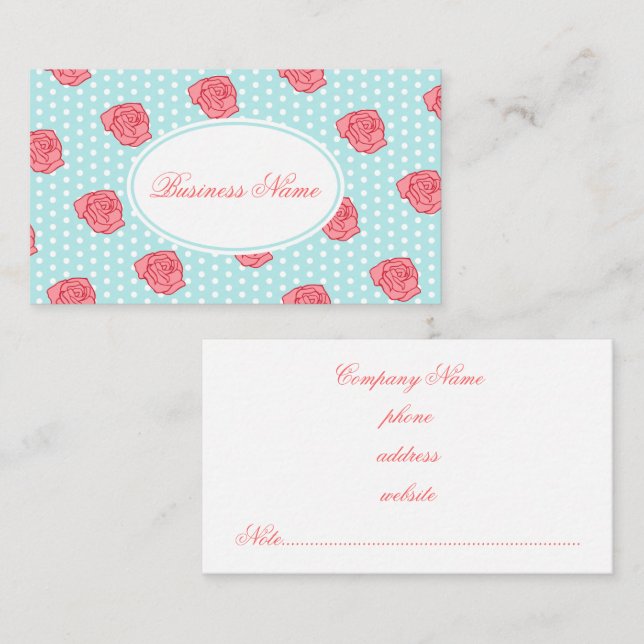 Aqua Rose Business Card (Front/Back)