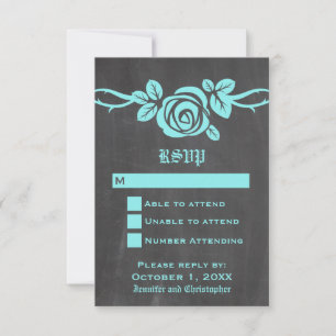Aqua Rose Chalkboard Response Card