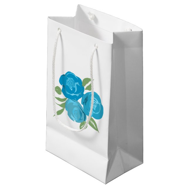 Aqua Roses Gift Bag (Front Angled)