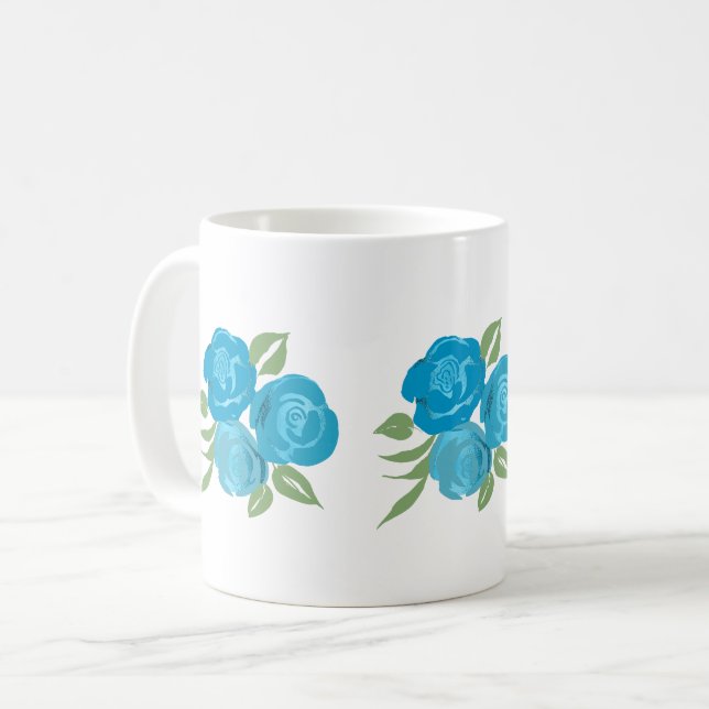 Aqua Roses Mug (Front Left)