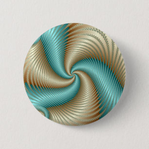 Aqua Satin - Fractal 6 Cm Round Badge