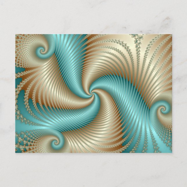 Aqua Satin - Fractal Postcard (Front)