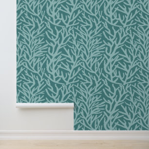 Aqua Sea Coral With Teal Ocean Wallpaper