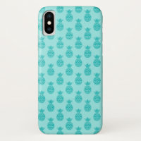 Aqua Sea Foam Blue Pineapple Pattern