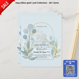Aqua Sea Glass Gold Spanish Boda Wedding Invite