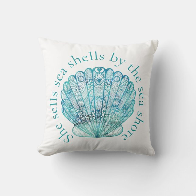 Aqua Sea Shell Cushion (Front)