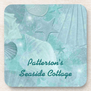Aqua Sea Shell Custom Coasters