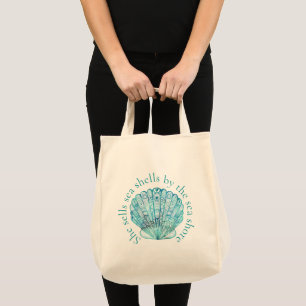 Aqua Sea Shell Tote Bag