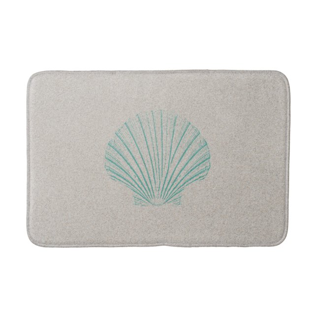 Aqua Sea Shell with Sand Texture Bath Mat (Front)
