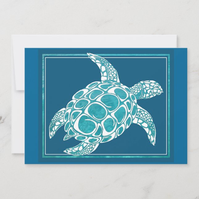 Aqua Sea Turtle Invitation (Front)