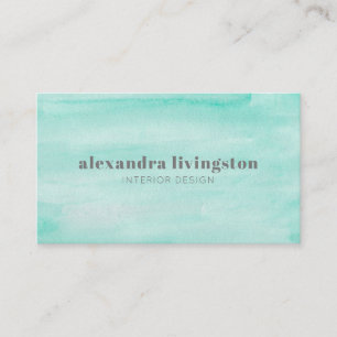 Aqua Seafoam Green Abstract Watercolor Business Card