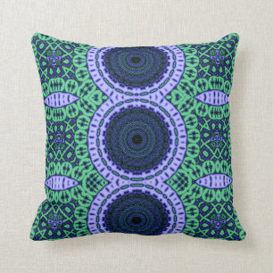 Aqua Seahorse Kaliedescope Pattern Cushion