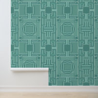 Aqua Serenity: Art Deco 3D Geometric Pattern