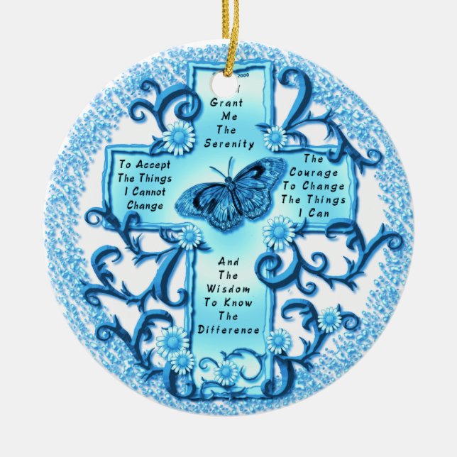 Aqua Serenity Cross ornament (Front)