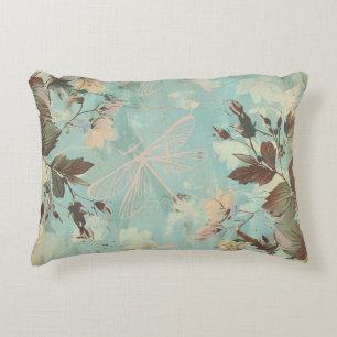 Aqua Shabby Cottage Dragonfly Decorative Cushion