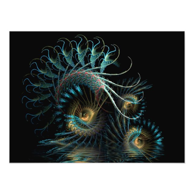 Aqua Shell Swirl Fractal Art Photo Print (Front)