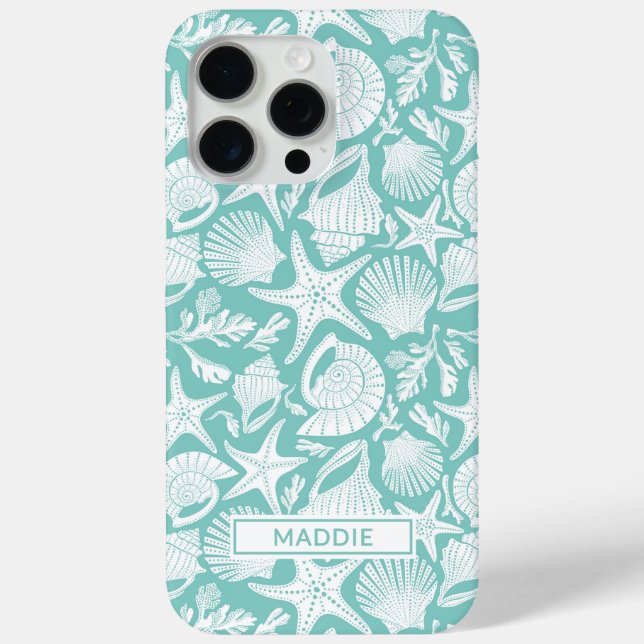 Aqua Shells Personalised Case-Mate iPhone Case (Back)