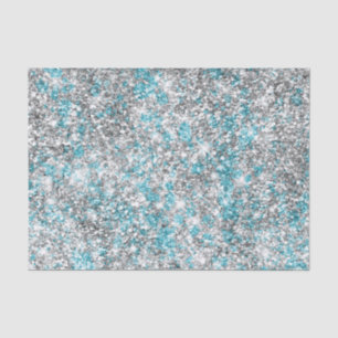 Aqua Silver Unicorn Glitter Sparkle Birthday  Tissue Paper