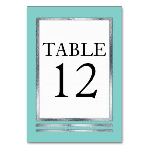 Aqua   Silver   White Modern Simple Elegant Table Number