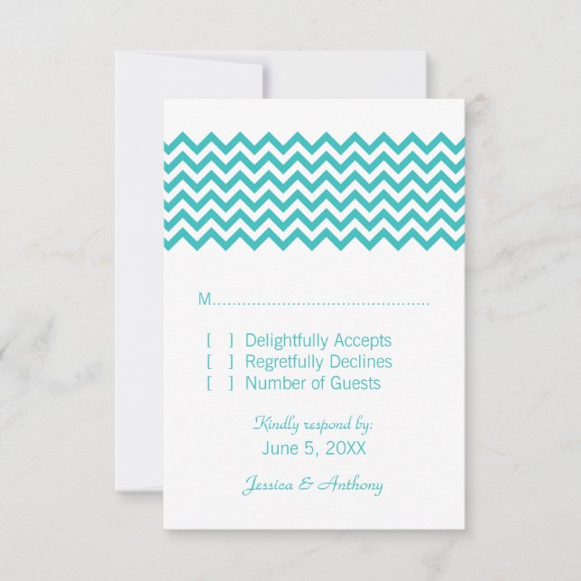 Aqua Simple Chevron Response Card (Front)