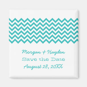 Aqua Simple Chevron Save the Date Magnet