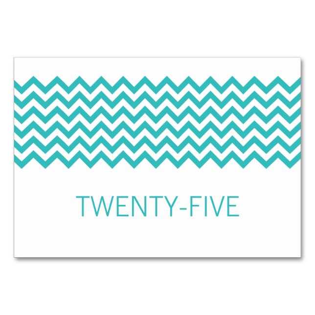 Aqua Simple Chevron Table Card (Front)