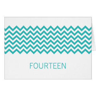 Aqua Simple Chevron Table Number Card