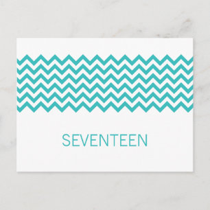 Aqua Simple Chevron Table Number Postcard