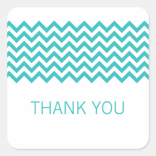 Aqua Simple Chevron Thank You Stickers