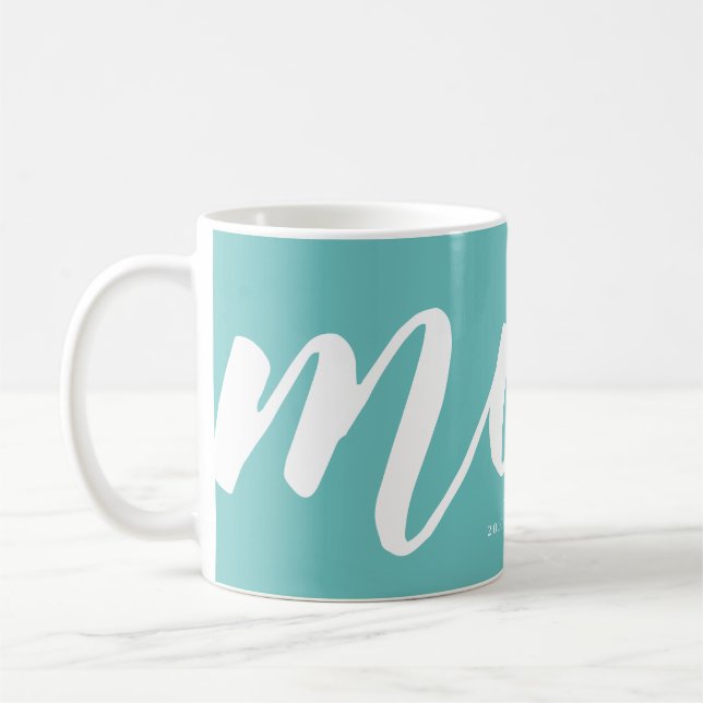 Aqua | Simple Typography Mom EST. Mug (Left)
