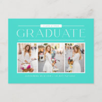 Aqua Simple Typography Photo Collage Graduation