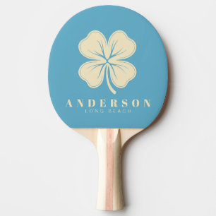 Aqua Sky Four Leaf Clover with Name Ping Pong Paddle