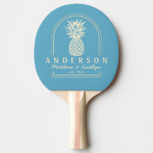 Aqua Sky Pineapple Wedding Arch & Name Ping Pong Paddle