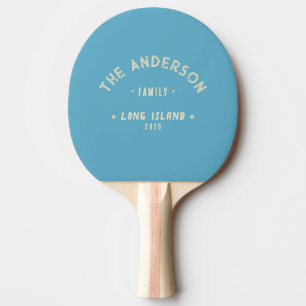 Aqua Sky Vintage Seaside Family Name Ping Pong Paddle