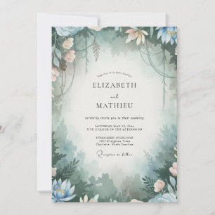 Aqua Slate Foliage Eucalyptus Wedding Invitation