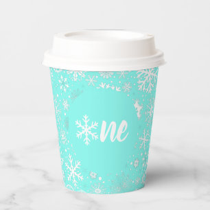 Aqua Snowflake ONE Paper Cup