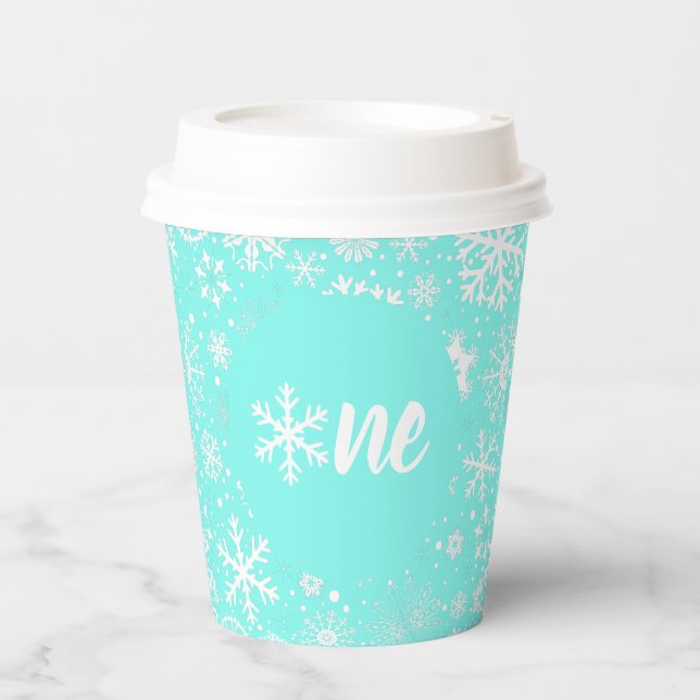 Aqua Snowflake ONE Paper Cup (Front)