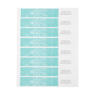 Aqua Snowflake Swirls Holiday Address Labels