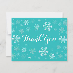 Aqua Snowflakes Winter Thank You Card