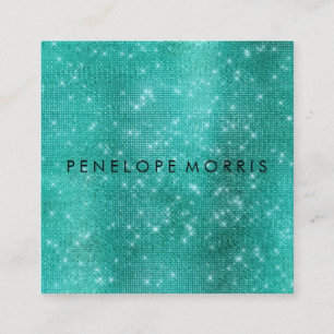 Aqua Sparkle Glitter Beauty Stylist Square Business Card