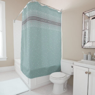 Aqua Speckled Border   Shower Curtain