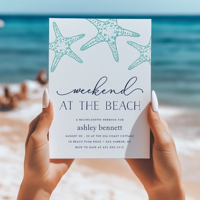 Aqua Starfish | Weekend at the Beach Invitation (Creator Uploaded)